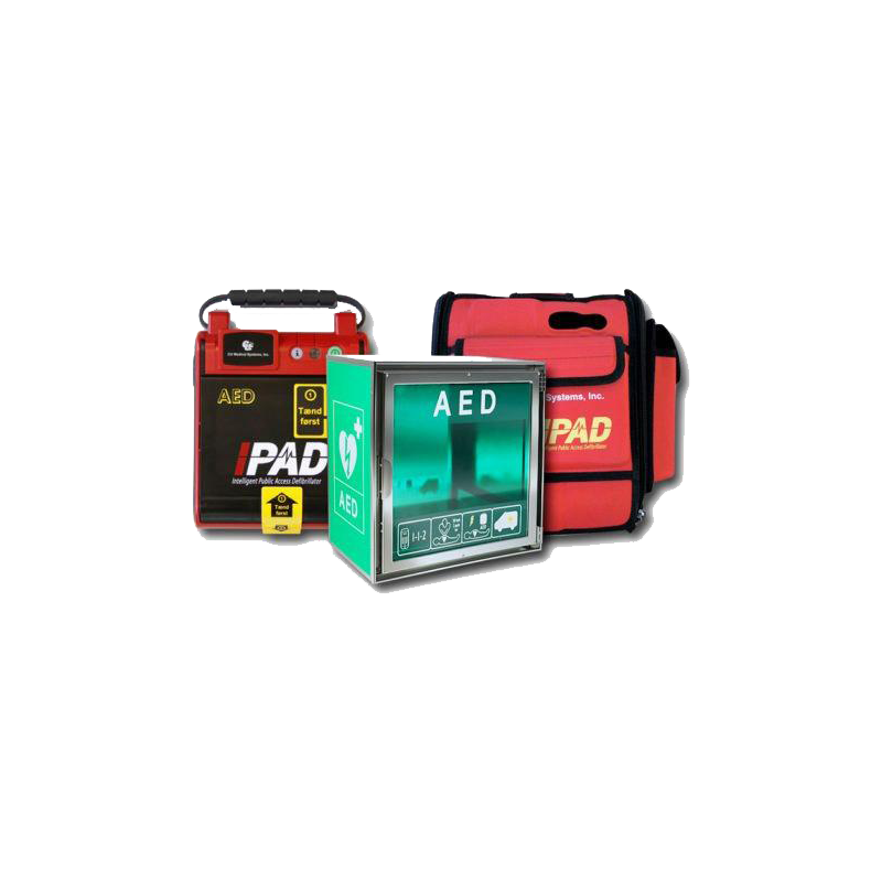 Komplet iPAD NF1200 AED hjertestarterpakke, Udendrsskab i stl og kursus